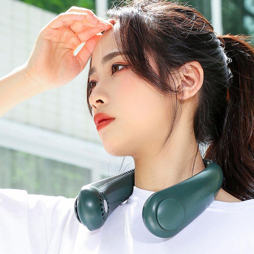 Міні вентилятор на шию аккумуляторный A206 (зелений) Чернівці - фото 3