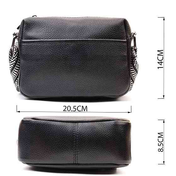 Сумка на одне відділення в класичному кольорі з натуральної шкіри Vintage 22606 Чорна Київ