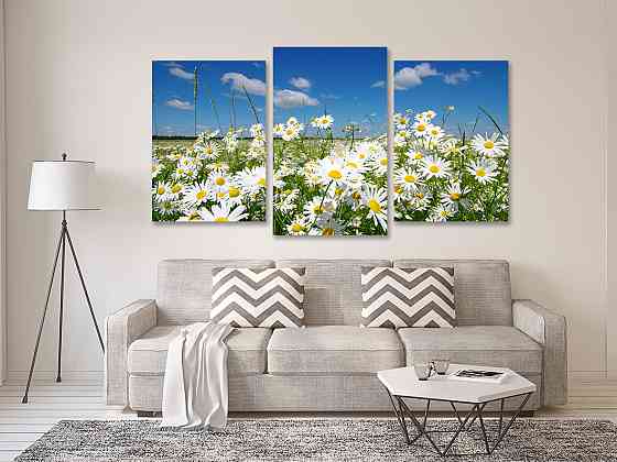 Модульна картина у вітальню/ спальню Ромашкове поле Art-526_3 70x130 см Київ