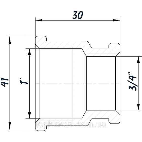 Муфта редукційна 1| х3/4" ВВ нікельована восьмигранна NM541O OPTIMUM Чернівці