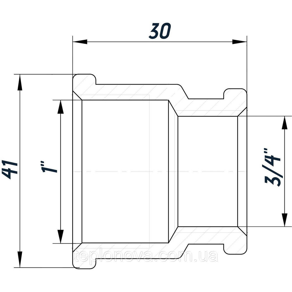 Муфта редукційна 1| х3/4" ВВ нікельована восьмигранна NM541O OPTIMUM Чернівці - фото 3
