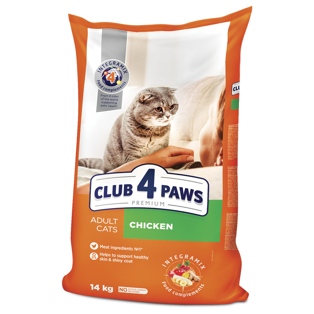 Повнораціонний сухий корм CLUB 4 PAWS (Клуб 4 Лапи) Преміум для кішок з куркою, 14 кг Вінниця - фото 1