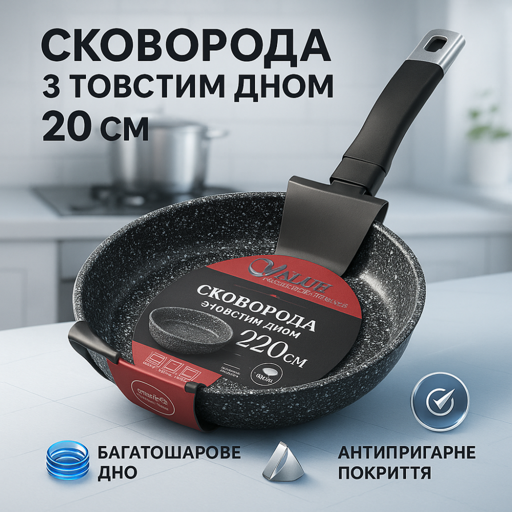 Сковорода якісна на плиту UNIQUE UN-5102 20 см, Антипригарна сковорода без олії, Сковороди без масла UP-50 Львів - фото 9