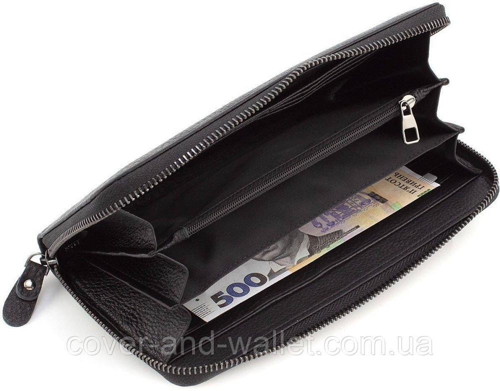 Стильний чоловічий гаманець клатч із італійської шкіри на металевій блискавці Marco Coverna 5901-1Q Київ - фото 6