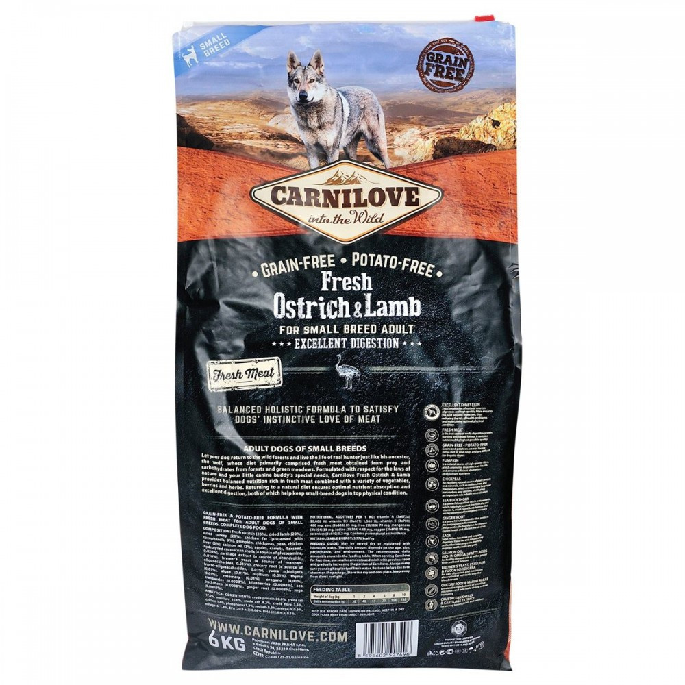 Сухий корм Carnilove Fresh Ostrich & Lamb для дорослих собак дрібних порід, ягня та страус, 6 кг Вінниця - фото 2
