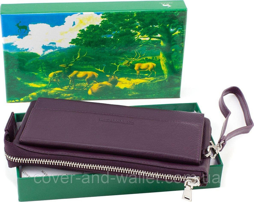 Великий жіночий гаманець на змійці та магнітах фіолетового кольору Marco Coverna MC 6052-11 Київ - фото 6