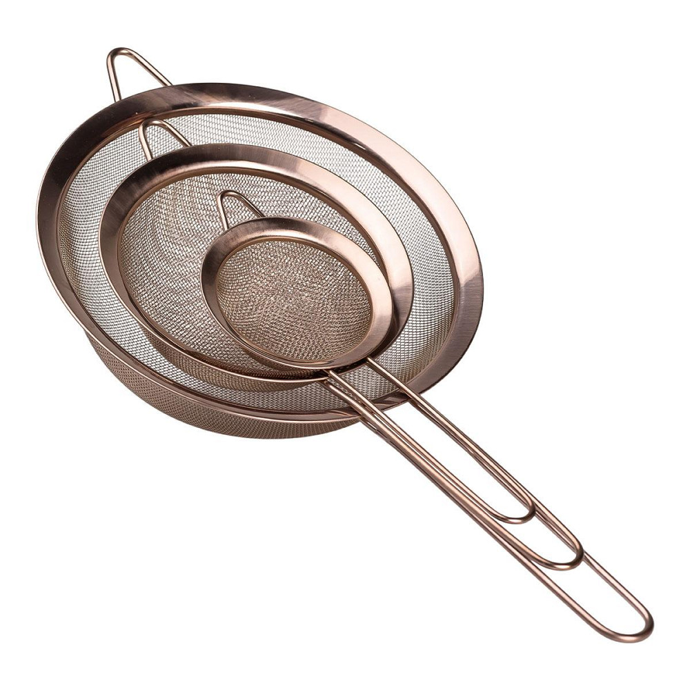 Набор ситечек 3 штуки для муки и круп из нержавеющей стали Медный HP-19-22 Киев - изображение 2