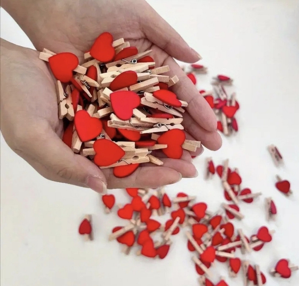 Декоративні маленькі прищіпки з сердечками 10 шт Смела - изображение 7