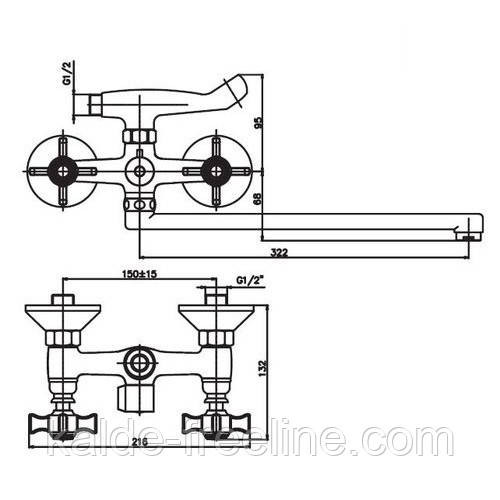 Смеситель для ванны Haiba Zeus. Chr-140 euro Харьков - изображение 2
