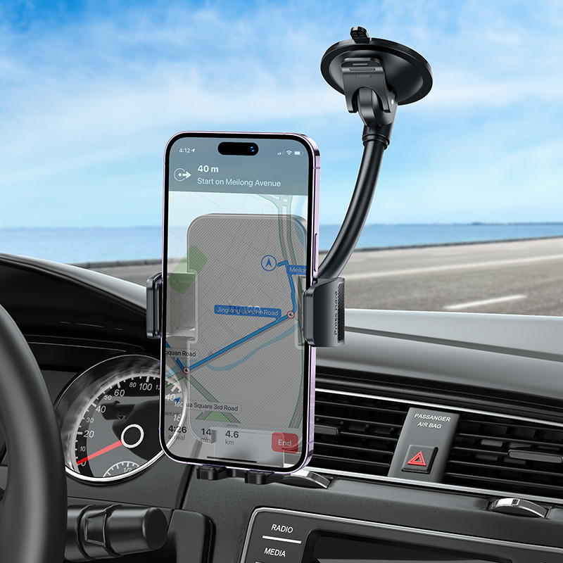 Автотримач для телефона HOCO H38 Cheetah car holder(windshield) Black Ковель - фото 8