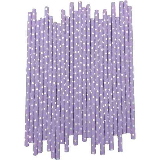 Коктейльні трубочки у горошок 25 штук 20 см бузково-білий Київ