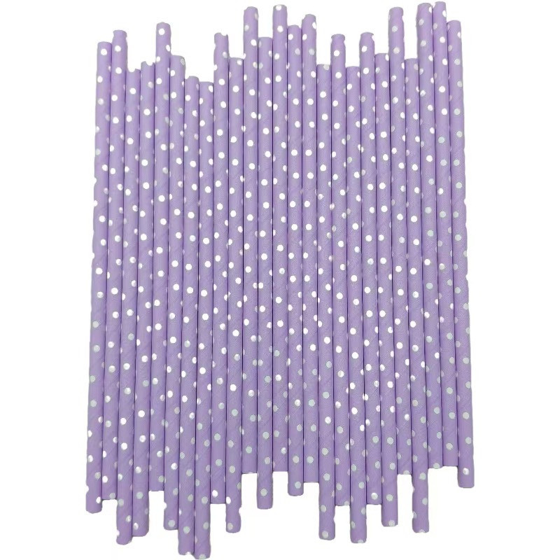 Коктейльні трубочки у горошок 25 штук 20 см бузково-білий Київ - фото 2