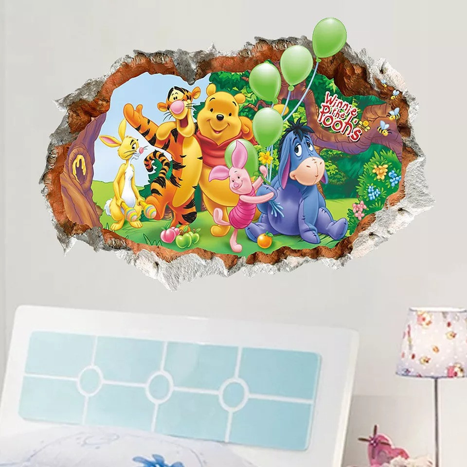 Наклейка дитяча «Ведмедик Вінні та його друзі» вінілова для дитячої кімнати з 3D ефектом 50х70 см Кам'янець-Подільський - фото 3