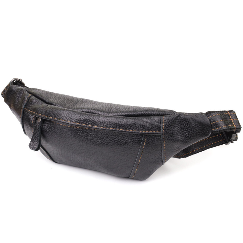 Привлекательная сумка-бананка для мужчин из натуральной зернистой кожи Shvigel 23127 Черный Киев - изображение 10