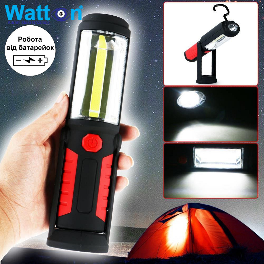 Автомобільний LED ліхтар на батарейках АА Watton WT-290 150 Лм ліхтарик з гачком та магнітом для кріплення Кам'янець-Подільський - фото 2