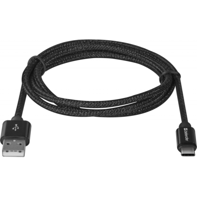 Дата кабель USB 2.0 AM to Type-C 1.0m USB09-03T PRO Black Defender (87814) Винница - изображение 2