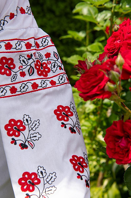 Вышиванка женская с длинным рукавом  льняная, белая  топ Киев - изображение 2