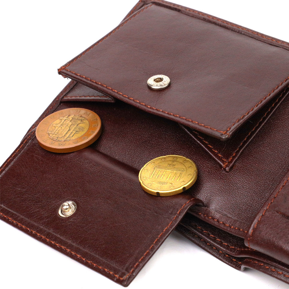 Оригинальное мужское портмоне из натуральной гладкой кожи CANPELLINI 21782 Темно коричневое Киев - изображение 7