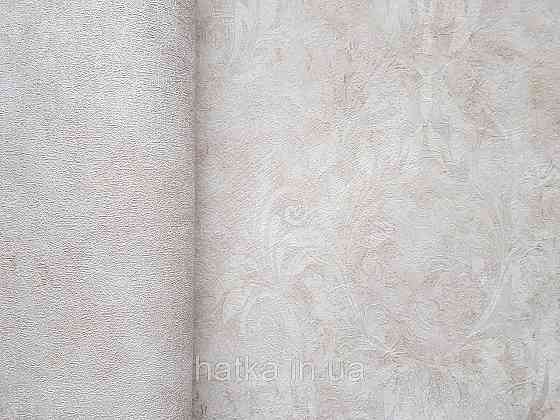 Шпалери вінілові на флізеліні гарячого тиснення DU&KA 1.06х10 вензель основа під штукатурку сірі коричневі Київ