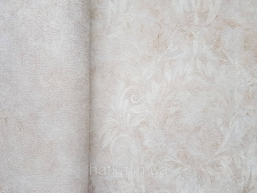 Шпалери вінілові на флізеліні гарячого тиснення DU&KA 1.06х10 вензель основа під штукатурку сірі коричневі Київ - фото 3