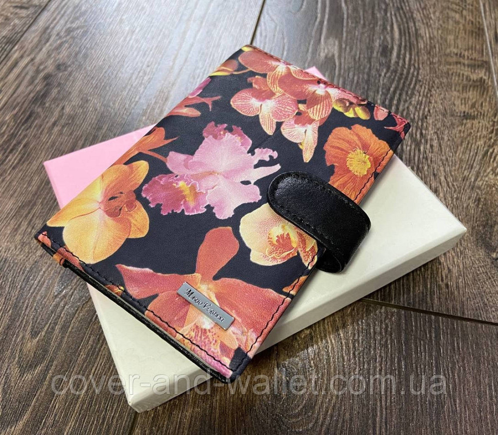 Женская кожаная обложка на авто документы с принтом цветы Mario Veronni Киев - изображение 7