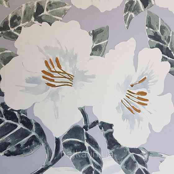 Шпалери вінілові на флізелін Caselio The Place to bed 0.53х10 м дитячі яскраві великі білі квіти на блакитному Київ