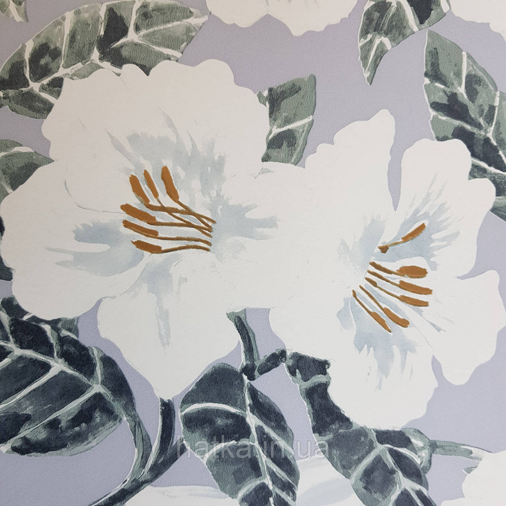 Шпалери вінілові на флізелін Caselio The Place to bed 0.53х10 м дитячі яскраві великі білі квіти на блакитному Київ - фото 1