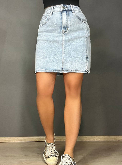 Юбка женская джинсовая Dragon 201 короткая разрез сбоку швы стрейчевая голубая, голубой, 25, 25, 70 см, 97 см Киев - изображение 5