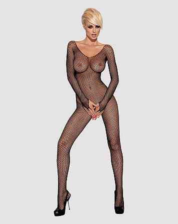 Сетчатый бодистокинг с длинным рукавом Obsessive Bodystocking N109 black S/M/L, черный, комбинезон Sex Aura Киев