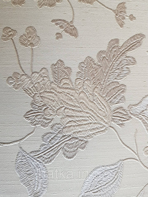 Шпалери вінілові на паперовій основі Sirpi Italian Silk 7 квіти листя гілки сріблясті c пісочним структурні Київ - фото 4