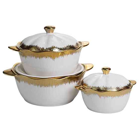 Набір супниць порцелянових 3 (шт) 0.8/1.8/2.5 (л) з позолотою XYL216-4A Київ