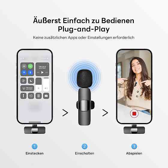 Беспроводной петличный микрофон Qhot для iPhone,Android микрофон Plug and Play для записи, прямой трансляции Киев