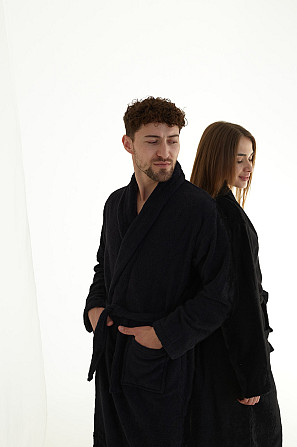 Банный махровый халат женский Ideal Textile черный (56861056) Черновцы - изображение 4
