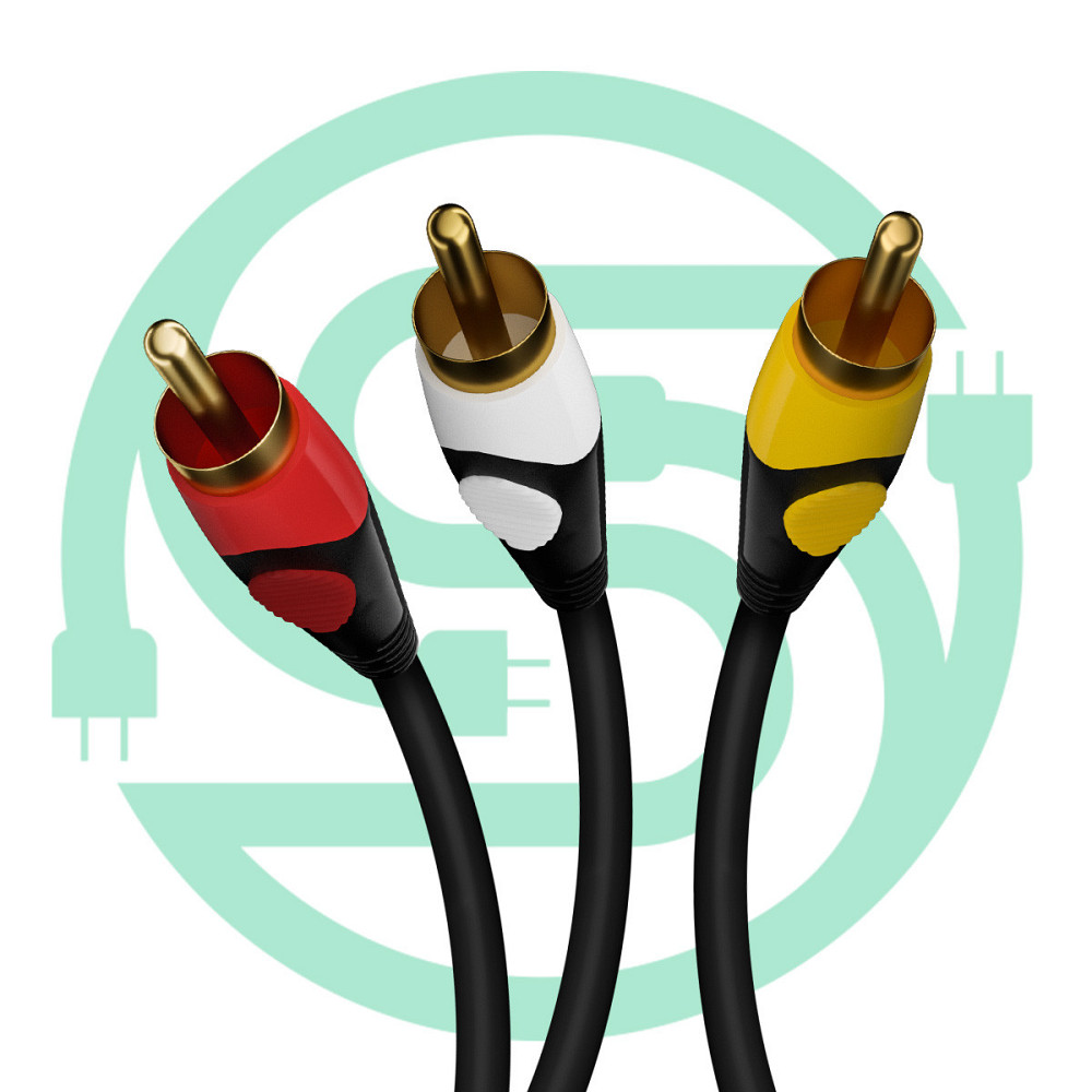 Кабель AV 3 RCA, 1.8 м, позолочені тюльпани для аудіо-візуалу Київ - фото 5