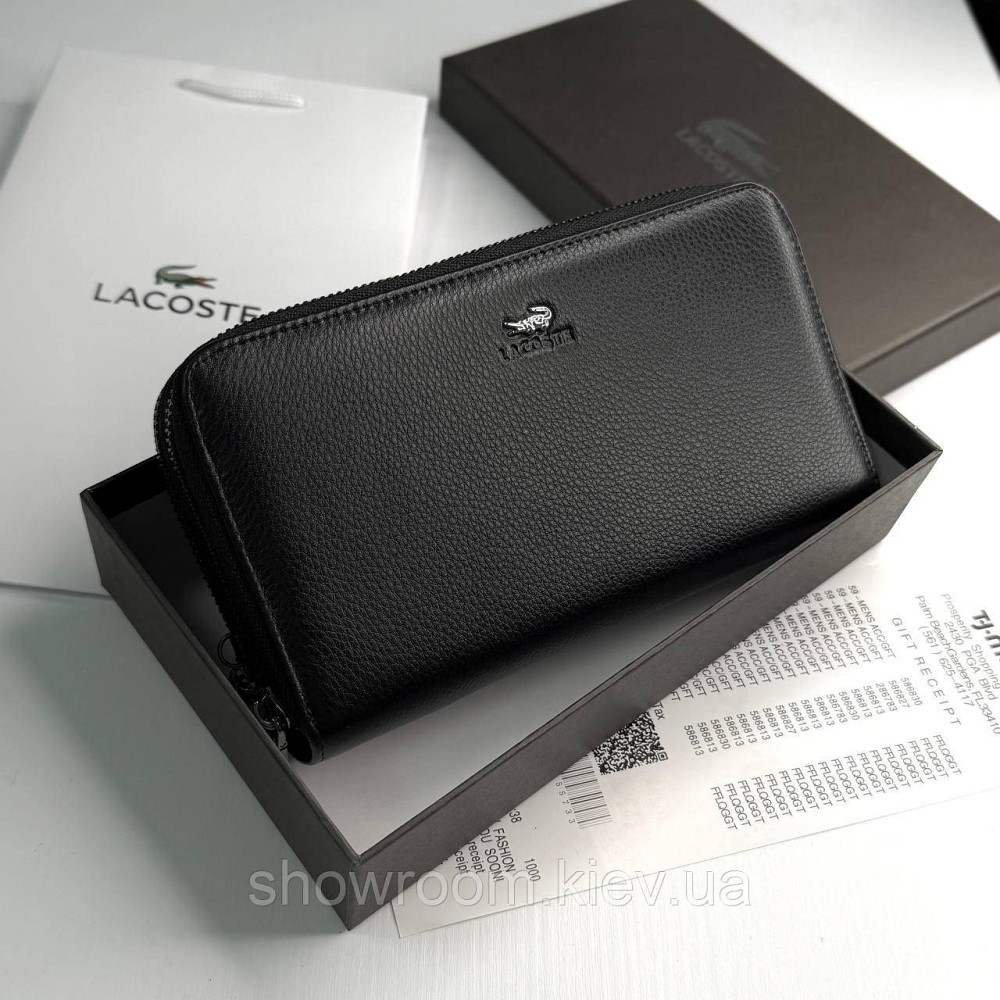 Кожаный брендовый кошелек клатч на два отделения Lacoste (6614) Киев - изображение 2