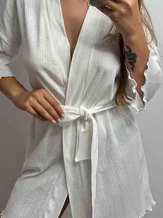 Халат жіночий для дому з трикотажу Молочний M/L Харків