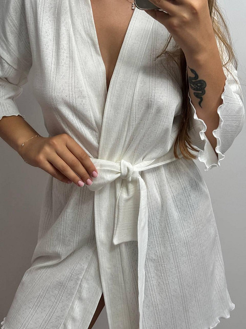 Халат жіночий для дому з трикотажу Молочний M/L Харків - фото 3