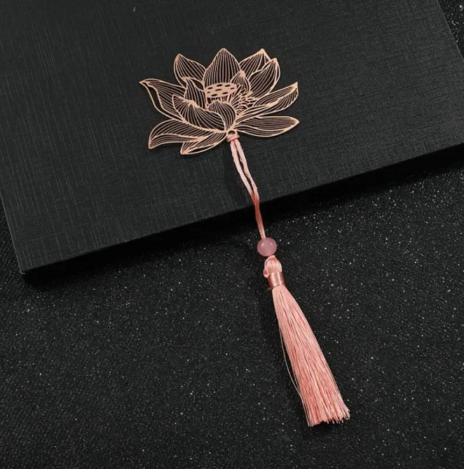 Вінтажна металева закладка Лотос з бахромою. ОригІнальна закладка для книжок. Подарунок для книголюб Київ - фото 1
