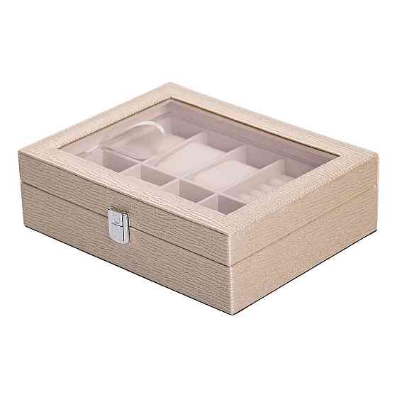 Yiwu Скринька для прикрас з еко шкіри 25.5×20×7.5 см органайзер для ювелірних виробів HP-5-6GOL Коломыя