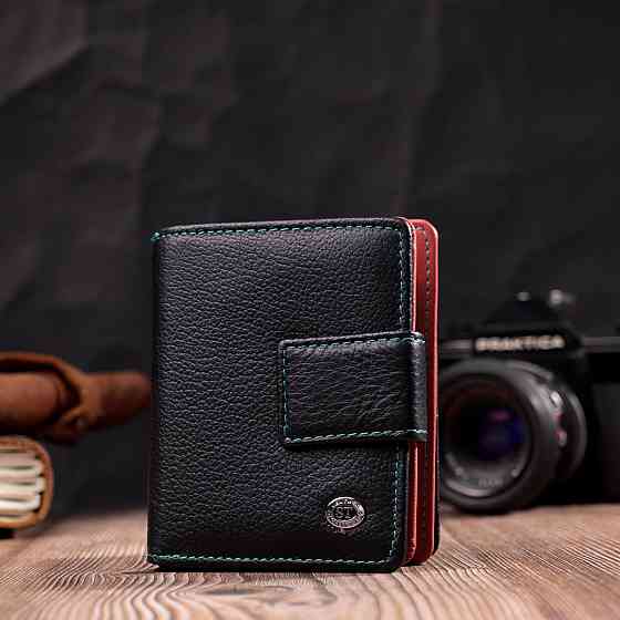 Вертикальный небольшой женский кошелек из натуральной кожи ST Leather 19436 Черный Киев
