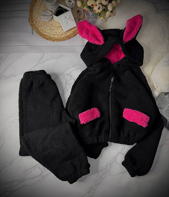 Жіноча повсякденна домашня плюшева піжама з вушками з турецького м'якого хутра Teddy Одеса - фото 1