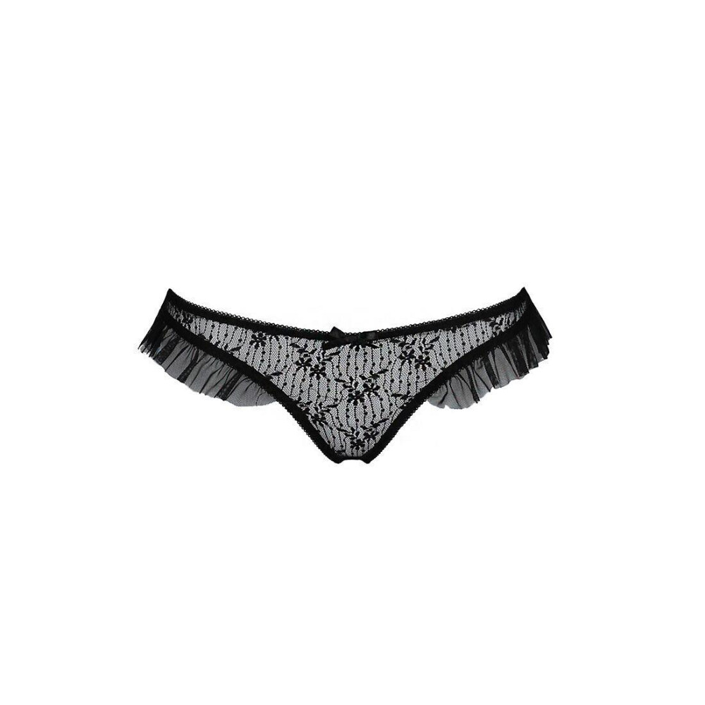 Трусики з оборками Passion Exclusive DONIA THONG S/M, black Sex Aura Київ - фото 5