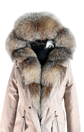 Парка женская с мехом блюфрост Бежевый р 44 95см Харьков