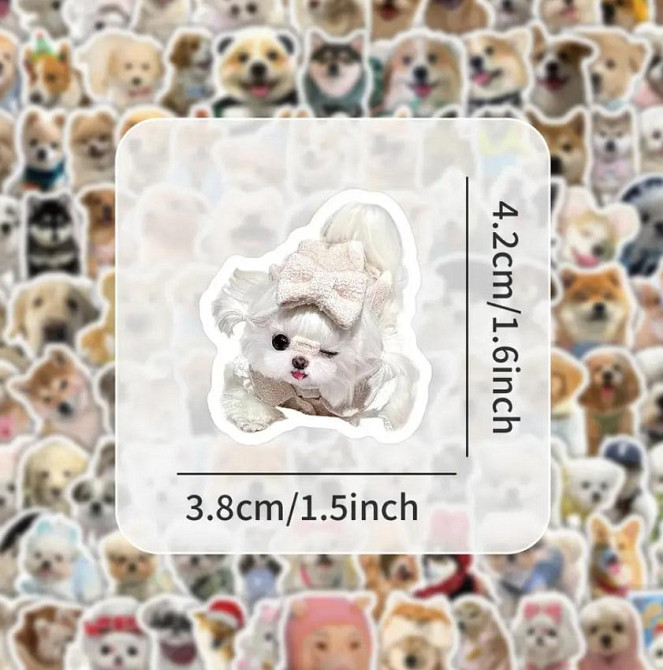 20 милых реалистичных стикеров с щенками. Водонепроницаемые виниловые эстетические наклейки с собака Киев - изображение 3