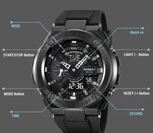 Годинники наручні SKMEI 2101BK, ЧОРНИЙ, 10309 Дніпро - фото 3