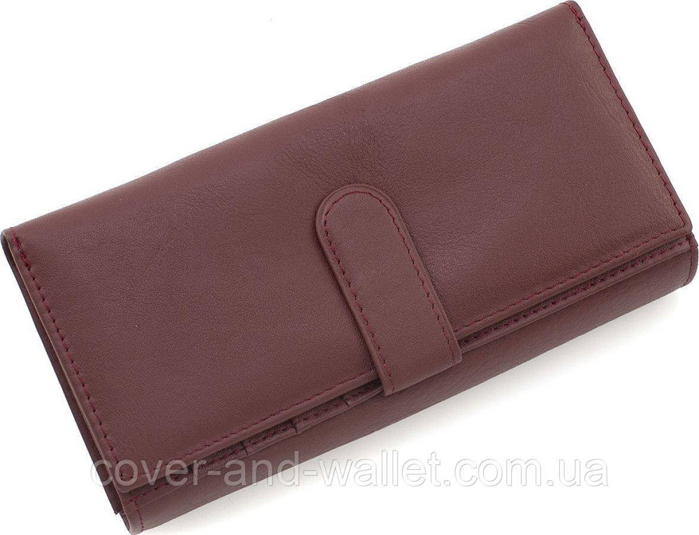Женский бордовый кожаный кошелек на много карточек Marco Coverna Киев - изображение 1
