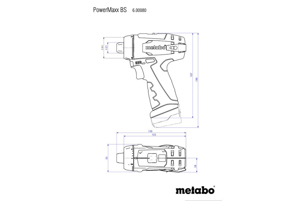 Акумуляторний дриль-шуруповерт Metabo PowerMaxx BS Basic LC 12 : 34 Нм, кейс шуруповерт для дому (600984500) Киев - изображение 8
