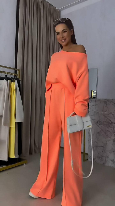 Жіночий прогулянковий костюм-двійка: кофта та штани двонитка Жовтогарячий, 42/46 Одеса - фото 4