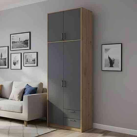 Шкаф для одежды Doros Ронди с высокой антресолью Дуб Артизан/Графит 2 ДСП 82х52х260 (DRS-011870) Днепр