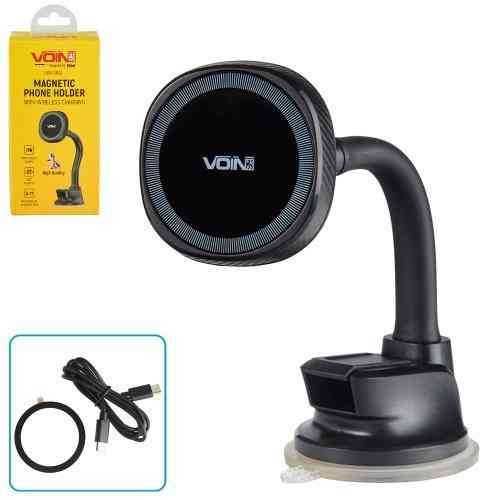 Магнітний тримач для мобільного телефону VOIN UHV-0802 з бездротовою зарядкою 15W на присосці Харків
